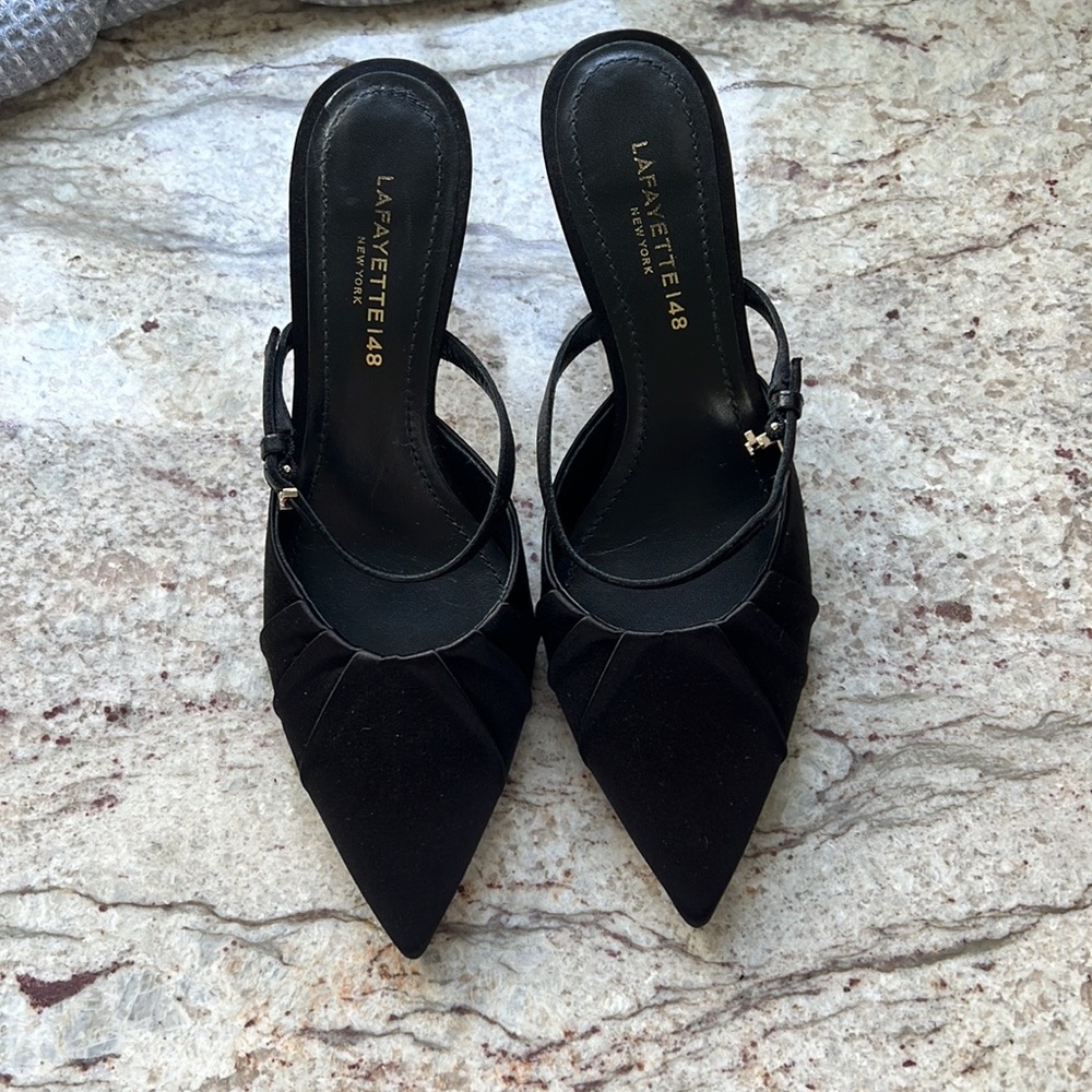 Lafayette 148 mules. Adorable with little buckle